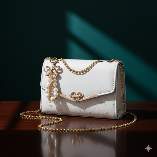 Sequins Crossbody Bag for Women β Half White