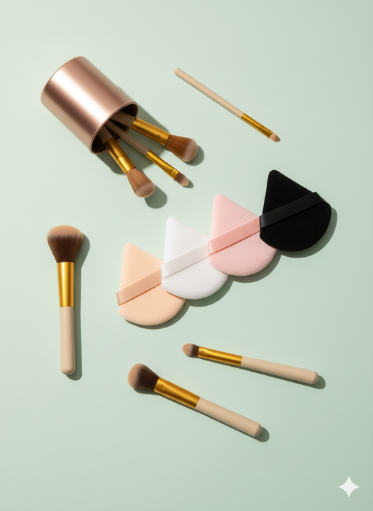 8-Piece Travel Brush Set + Soft Puff