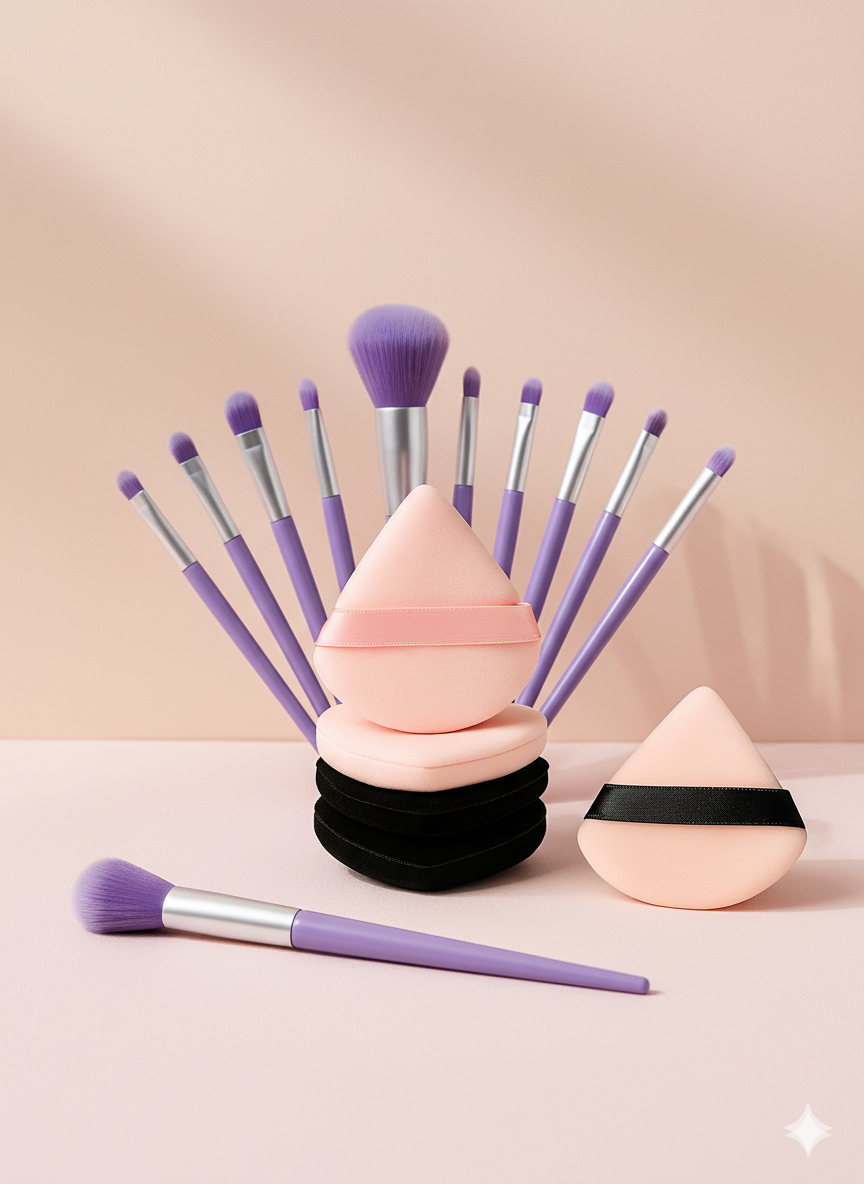 8 Pcs Mini Travel Makeup Brush Set β Portable Soft Brushes for Foundation & Eyeshadow