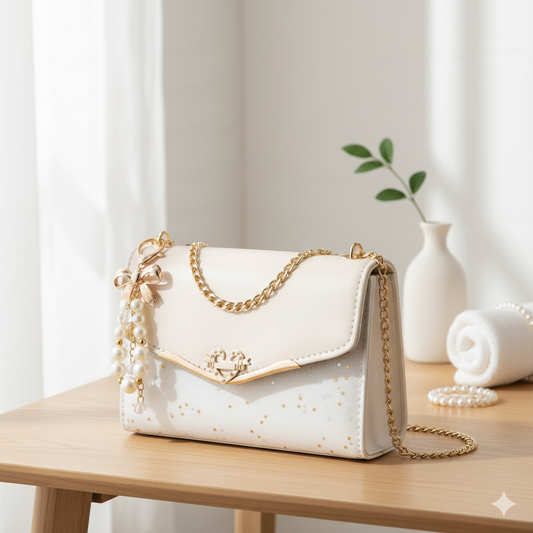 Sequins Crossbody Bag for Women – Half White