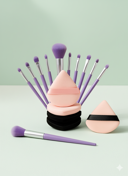 Glow Duo – 13-Piece Brush Set + Soft Puff