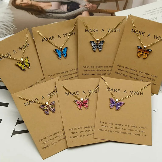 Korean Crystal Butterfly Necklace for Girls & Women – Stylish Gold Chain Charm Jewelry