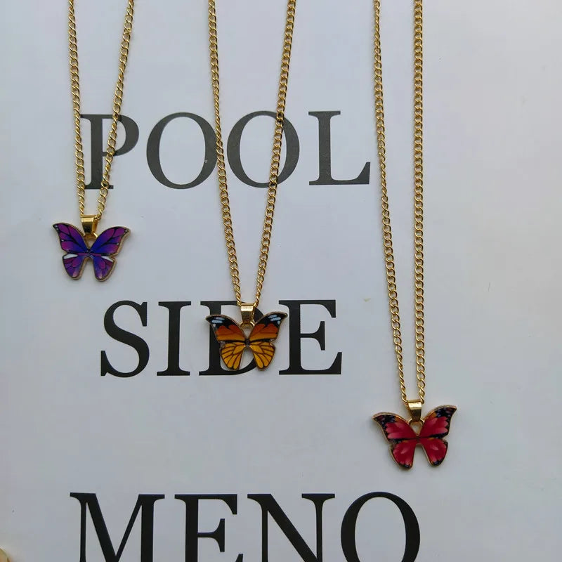 Korean Crystal Butterfly Necklace for Girls & Women – Stylish Gold Chain Charm Jewelry